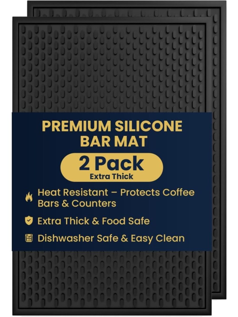 Silicone Bar Mats 2 Pack - 18x12 in Non-Slip Coffee Countertop Mats